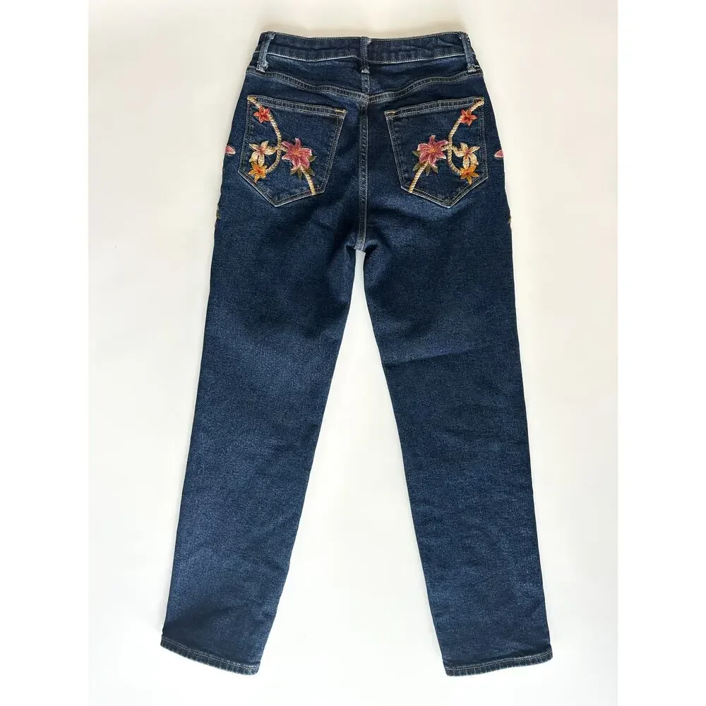 Driftwood Royce Lilies & Lassos Embroidered Jeans Boho Western 24